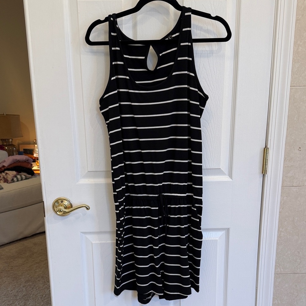 Black and White Striped Romper